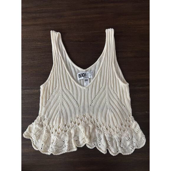 Beach Riot Top Womens Medium Cropped Crochet Leigh Tank Blouse Cream Revolve - Picture 1 of 7